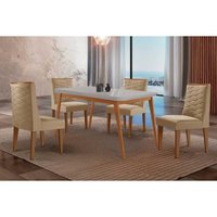 Mesa Cozinha Havana 120 + 4 Cad Dafne Naturale/Bege Rufato
