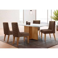 Mesa Cozinha Berlim 120 + 4 Cad Dafne Naturale/Marrom Rufato