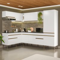 Armário Cozinha Modulada Completa de Canto 7 Peças Florença Multimóveis MP2461 Branco
