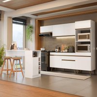 Armário Cozinha Modulada Completa com Bancada/Mesa Gourmet Florença Multimóveis MP2448 Branco