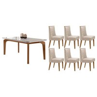 Mesa Cozinha Londrina 180 + 6 Cad Dafne Natural/Creme Rufato