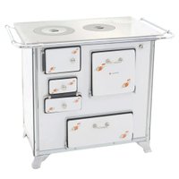 Fogão a Lenha Tradicional 02 Venâncio Gabinete Branco Florido Lado Esquerdo FL2GCX-28975