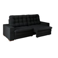 Sofá 4 Lugares Retrátil Lubeck Plush Suede Preto 250 cm