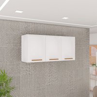 Armário Aéreo Cozinha 120 Cm Rubi 3 Portas Branco/Cinamomo - Pnr Móveis