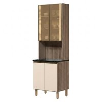 Paneleiro 4 Portas MDF Vidro 70X221 cm Kali 1834862 Carvalho TOQ Off White Nicioli