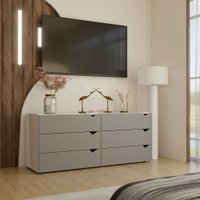 Cômoda Veneza 6 Gavetas Branco/Cinza - Panorama Móveis