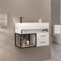Armário de Banheiro New 2 Gavetas com Cuba 100% Mdf Branco - Belizze Móveis