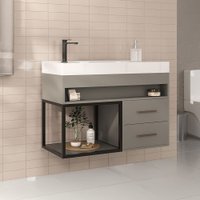 Armário de Banheiro New 2 Gavetas com Cuba 100% Mdf Cimento - Belizze Móveis