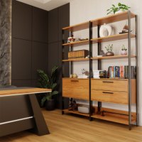 Estante para Livros Lume 1 Porta 2 Gavetas 100% Mdf Freijó/Preto Fosco - Panorama Móveis