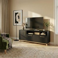 Rack para TV Até 50 Polegadas 2 Portas Hommy Preto/Pinus Claro - Brv