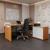 Mesa para Escritório Office 1 Porta Freijó/Branco - Panorama Móveis