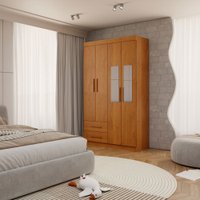 Guarda-Roupa Infantil Lisboa 4 Portas 2 Gavetas com Espelho Cinamomo - Panorama Móveis