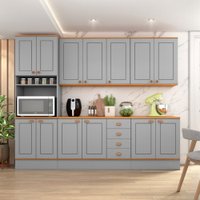 Cozinha Completa Aspen 13 Portas 4 Gavetas com Vidro Cinza/Cinamomo - Fellicci