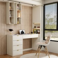 Mesa Escrivaninha Life 5 Gavetas Off White - Panorama Móveis