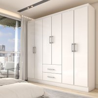Guarda-Roupa Casal Australia 6 Portas 2 Gavetas Branco - Panorama Móveis