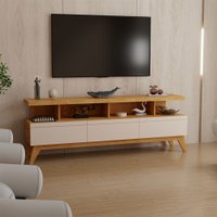 Rack para TV Até 72 Polegadas Cronos 3 Gavetas Nature/Off White - Panorama Móveis