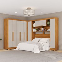 Guarda-Roupa Casal Modulado Positano 9 Portas 2 Gavetas com Pés Cinamomo/Off White - Pnr Móveis