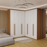 Guarda-Roupa Casal Modulado Genova 8 Portas 6 Gavetas Freijó/Branco - Panorama Móveis