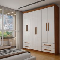 Guarda-Roupa Infantil Lisboa 6 Portas 4 Gavetas Cinamomo/Branco - Panorama Móveis