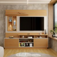 Estante para TV Até 60 Polegadas Cine 2 Portas com Led Nature/Off White - Panorama Móveis