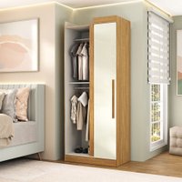 Guarda-Roupa Solteiro Modulado Cecília 1 Porta Cinamomo/Off White - Pnr Móveis