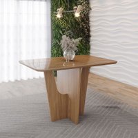 Mesa de Madeira Vértice 120 Cm com Vidro Nature - Henn