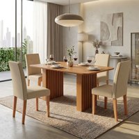 Mesa de Jantar 4 Lugares Orlando Ripado 180 Cm Cinamomo/Gengibre - Panorama Moveis