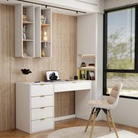 Mesa Escrivaninha Life 5 Gavetas Branco - Panorama Móveis