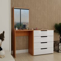 Cômoda Milão 4 Gavetas com Espelho Branco/Freijó - Panorama Móveis