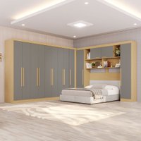 Guarda-Roupa Casal Modulado Portofino 13 Portas 4 Gavetas Jequitibá/Granizo - Pnr Móveis