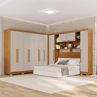 Guarda-Roupa Casal Modulado Pandora 11 Portas 2 Gavetas com Pés Cinamomo/Off White - Pnr Móveis