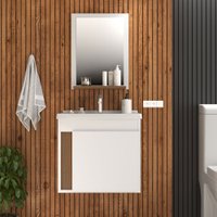 Armário de Banheiro Smart 1 Porta com Cuba e Espelho 100% Mdf Noce - Belizze Móveis