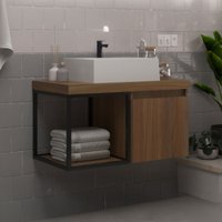 Armário de Banheiro Miami 1 Porta com Cuba 100% Mdf Noce - Belizze Móveis