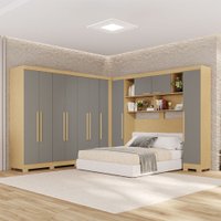 Guarda-Roupa Casal Modulado Pandora 11 Portas 2 Gavetas com Pés Jequitibá/Granizo - Pnr Móveis