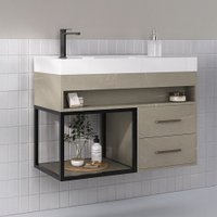 Armário de Banheiro New 2 Gavetas com Cuba 100% Mdf Marmo Crema - Belizze Móveis