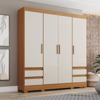Guarda-Roupa Casal 4 Portas 4 Gavetas B383 Cinamomo/Off White - Henn