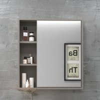 Armário de Banheiro Alpes 1 Porta 3 Nichos com Espelho 100% Mdf Cimento - Belizze Móveis