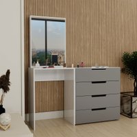 Cômoda Milão 4 Gavetas com Espelho Cinza/Branco - Panorama Móveis