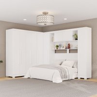 Guarda-Roupa Casal Modulado Positano 9 Portas 2 Gavetas com Pés Branco - Pnr Móveis