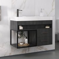 Armário de Banheiro New 2 Gavetas com Cuba 100% Mdf Carbono - Belizze Móveis