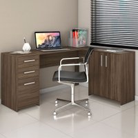 Mesa para Escritório 2 Portas 3 Gavetas Mirage Nogal Trend - Pnr Móveis