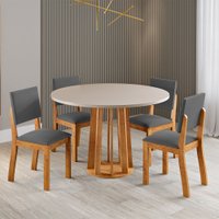 Mesa de Jantar 4 Lugares Darina Mel/Blonde/Cinza - Viero Móveis