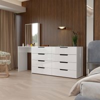 Cômoda Milão 8 Gavetas com Espelho Branco - Panorama Móveis