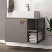 Armário de Banheiro Nassau 1 Porta com Cuba 100% Mdf Cimento - Belizze Móveis