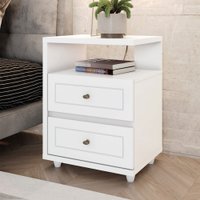 Mesa de Cabeceira Americana 2 Gavetas Branco Hp - Henn