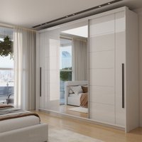 Guarda-Roupa Casal Genebra  3 Portas 4 Gavetas com Espelho Branco - Panorama Móveis