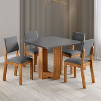 Mesa de Jantar 4 Lugares Grazia Mel/Cinza - Viero Móveis