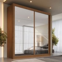 Guarda-Roupa Casal Mali 2 Portas 3 Gavetas 100% Mdf com Espelho 19200 Castanho/Off White - Europa Móveis