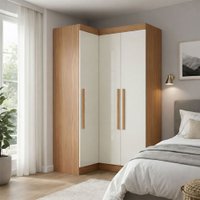 Guarda-Roupa Solteiro Modulado Cecília 3 Portas Cinamomo/Off White - Pnr Móveis