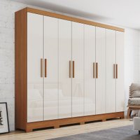 Guarda-Roupa Casal Prime 8 Portas 4 Gavetas Cinamomo/Off White - Henn